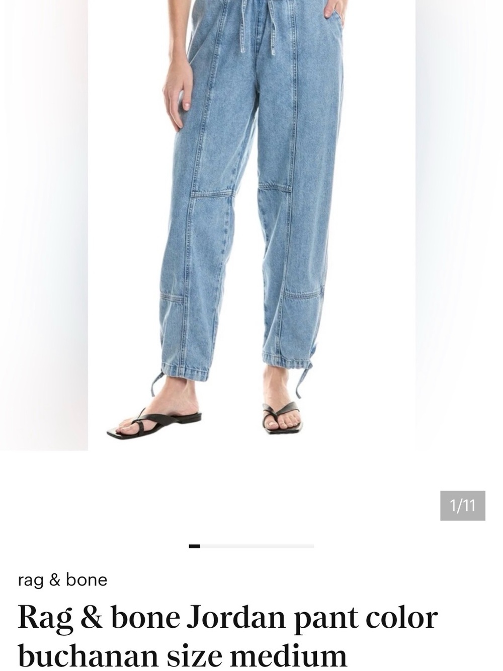 rag & bone Light Blue Jordan Drawstring Boyfriend Jeans size medium